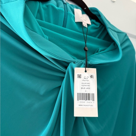 Cinq a Sept blue jade Vallory draped jersey midi skirt - size 4 (Small) NWT - Picture 3 of 3